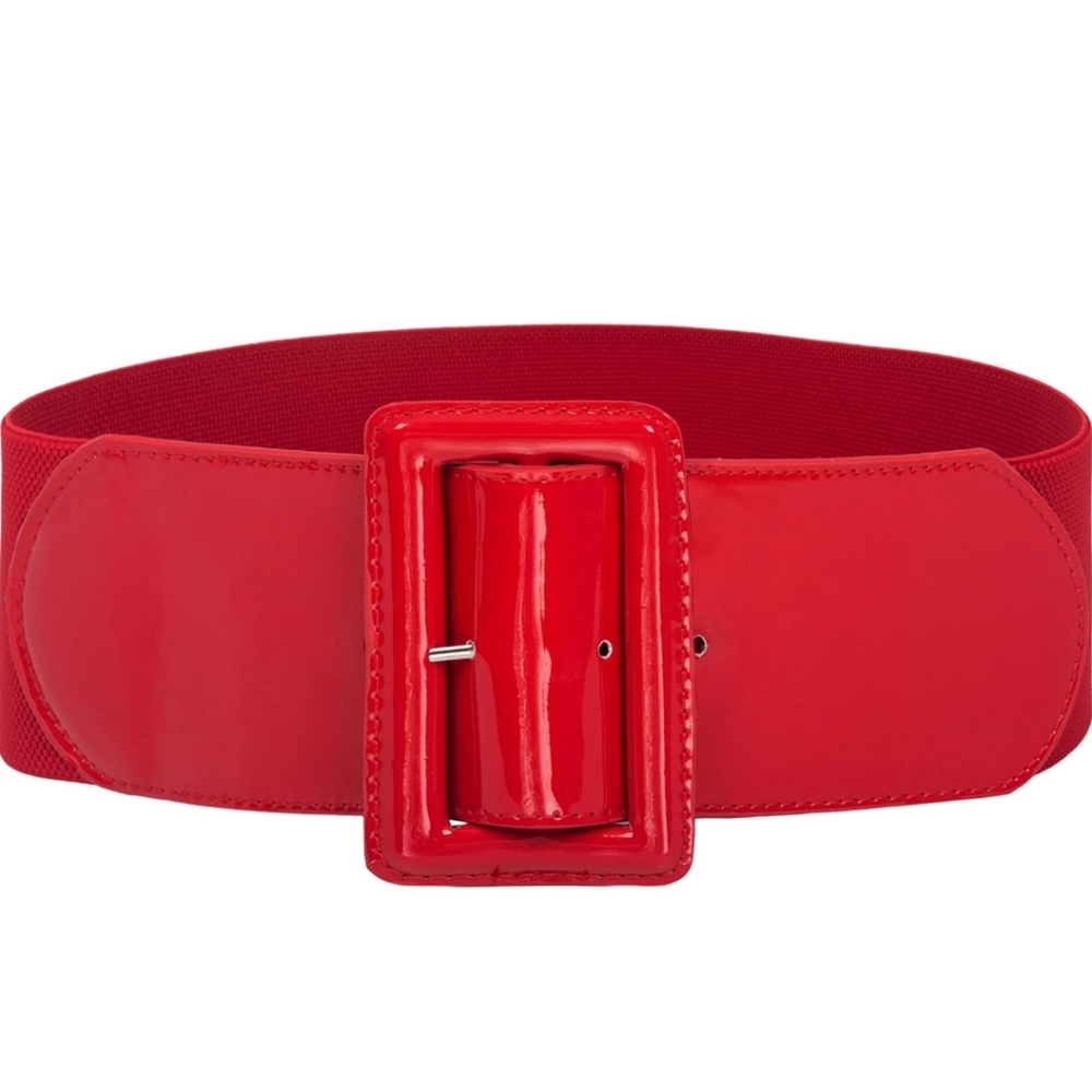 Grace Karin red faux leather wide waist belt